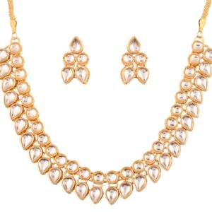 Touchstone Indian kundan jewelry sets for women necklace polki gold set earrings small royal mughal handcrafted look bollywood traditional wedding bridal designer jewellery fashion style in gold tone