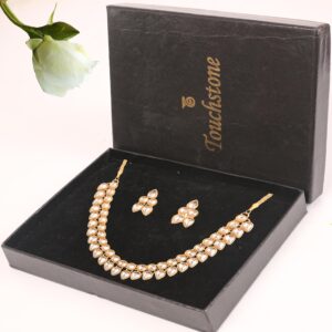 Touchstone Indian kundan jewelry sets for women necklace polki gold set earrings small royal mughal handcrafted look bollywood traditional wedding bridal designer jewellery fashion style in gold tone