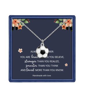 Haoze Soccer Gifts for Women Soccer Ball Charm Necklace Soccer Player Gift Soccer Team Gift for Women Football Lover Gift (Silver)