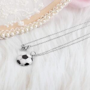 Haoze Soccer Gifts for Women Soccer Ball Charm Necklace Soccer Player Gift Soccer Team Gift for Women Football Lover Gift (Silver)