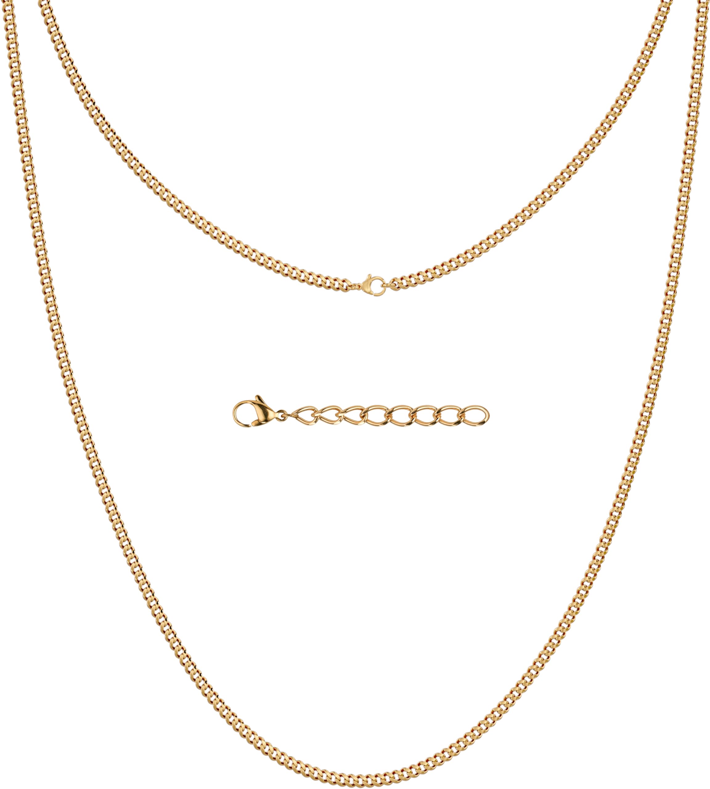 Silvadore Real Gold Chain for Women Mens Necklace Non Tarnish Miami Cuban Links - 2mm 18 inch 18K Plated Solid Stainless Steel - Thin Fake Cadena Cubana Para Hombre Short Small Jewelry Gift