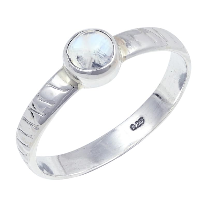 JewelForce Rainbow Moonstone Gemstone Band Ring 925 Sterling Silver Band Ring Men & Women Band Ring All Size Band Ring Gift Item Handmade Jewelry JSR-118K_US7.5