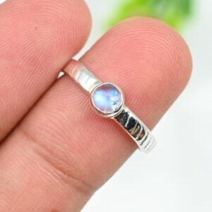 JewelForce Rainbow Moonstone Gemstone Band Ring 925 Sterling Silver Band Ring Men & Women Band Ring All Size Band Ring Gift Item Handmade Jewelry JSR-118K_US7.5