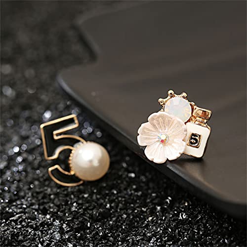 Vintage Number 5 Earrings Camellia Studs Asymmetrical Pearl Earrings Jewelry for Woman Pearl Jewellery