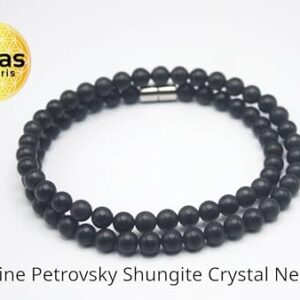 Mens/Womens Jewelry Protection Gemstone Healing Crystal Necklaces Handmade By Master Shaman Made in USA 17/20/25/30 inch 6/8/10/12mm Bead Diameter (30, 01: 6mm Shungite)