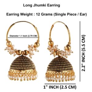 Efulgenz Indian Oxidized Jewelry for Navratri Oxidized Gold Tone Hoop Earrings Indian Bollywood Bridal Designer Jewelry Oxidized Traditional Jhumka Jhumki for Women