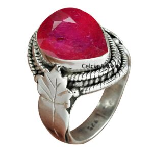 natural ruby gemstone amazing july birthstone ring, solid 925 sterling silver ultimate handmade jewelry for women, statement ring, unique gifts for her