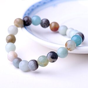 WRCXSTONE Natural 8mm Gorgeous Semi-Precious Gemstones Healing Crystal Stretch Beaded Bracelet Unisex