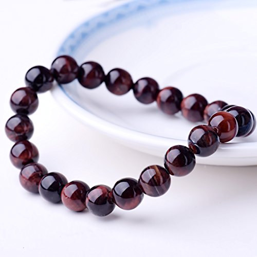 WRCXSTONE Natural 8mm Gorgeous Semi-Precious Gemstones Healing Crystal Stretch Beaded Bracelet Unisex