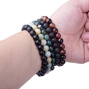 WRCXSTONE Natural 8mm Gorgeous Semi-Precious Gemstones Healing Crystal Stretch Beaded Bracelet Unisex