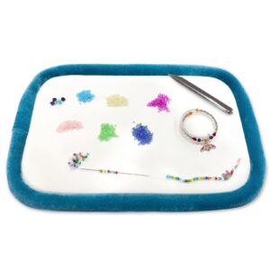 hobbyworker the blue beading board,velvet like work surface bead mat，bead tray for jewelry making，jewellery crafts easy fine work