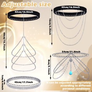 6 Pieces Crystal Leg Chain Women's Body Chains Layered Body Jewelry Party Thigh Chain Thigh Jewelry Accessories for Women Girls(Silver)