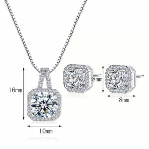 kai bao city 4pcs Set Zirconia Pendant Necklace Earrings Ring Bangle Set Silver Crystal Fashion Adjustable Zircon Jewelry for Women Teen Girls Wife Party Prom Engagement Wedding Gifts