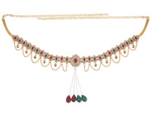 efulgenz indian kamarbandh for women antique gold jewelry multicolor indian bollywood crystal faux kundan pearl vintage waist belt belly chain kamarbandh bridal dangle tassel body jewelry