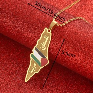 Yongkan Jewelry Arabic And Hebrew Israel Palestine Map Pendant Necklaces Women Men Gifts Israeli Jewelry (gold)