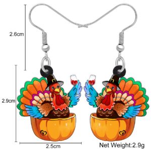 NEWEI Acrylic Thanksgiving Anime Turkey Chicken Earrings For Women Fashion Charm Jewelry Gifts (Azure)