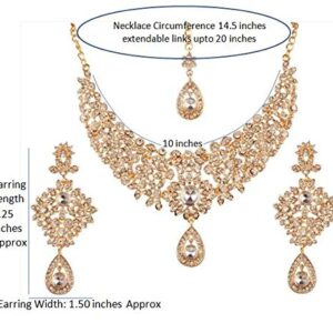 Touchstone NEW Indian Bollywood Charming Look Fine Filigree Sparkling Rhinestones Designer Jewelry Necklace Set In Gold Tone For Women.