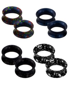 jewseen soft silicone gauges ear plugs flexible ear gauges 6g to 1'' double flared flesh tunnels 8pcs piercing jewelry