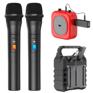 VOVIGGOL VHF Wireless Microphone, Universal Handheld Karaoke Mic Speaker, Over 110 DB Outdoor Indoor Cordless Microphone System with USB Reciver for Singing, Karaoke, Speech, Wedding, Church