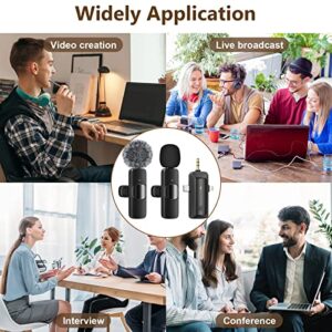 HMKCH Wireless Lavalier Microphone for iPhone - Android Phone/Camera/Computer/Laptop, Professional Dual Lapel Mic with USB-C/3.5mm/USB Plug for Video Recording, Vlog, YouTube, TikTok