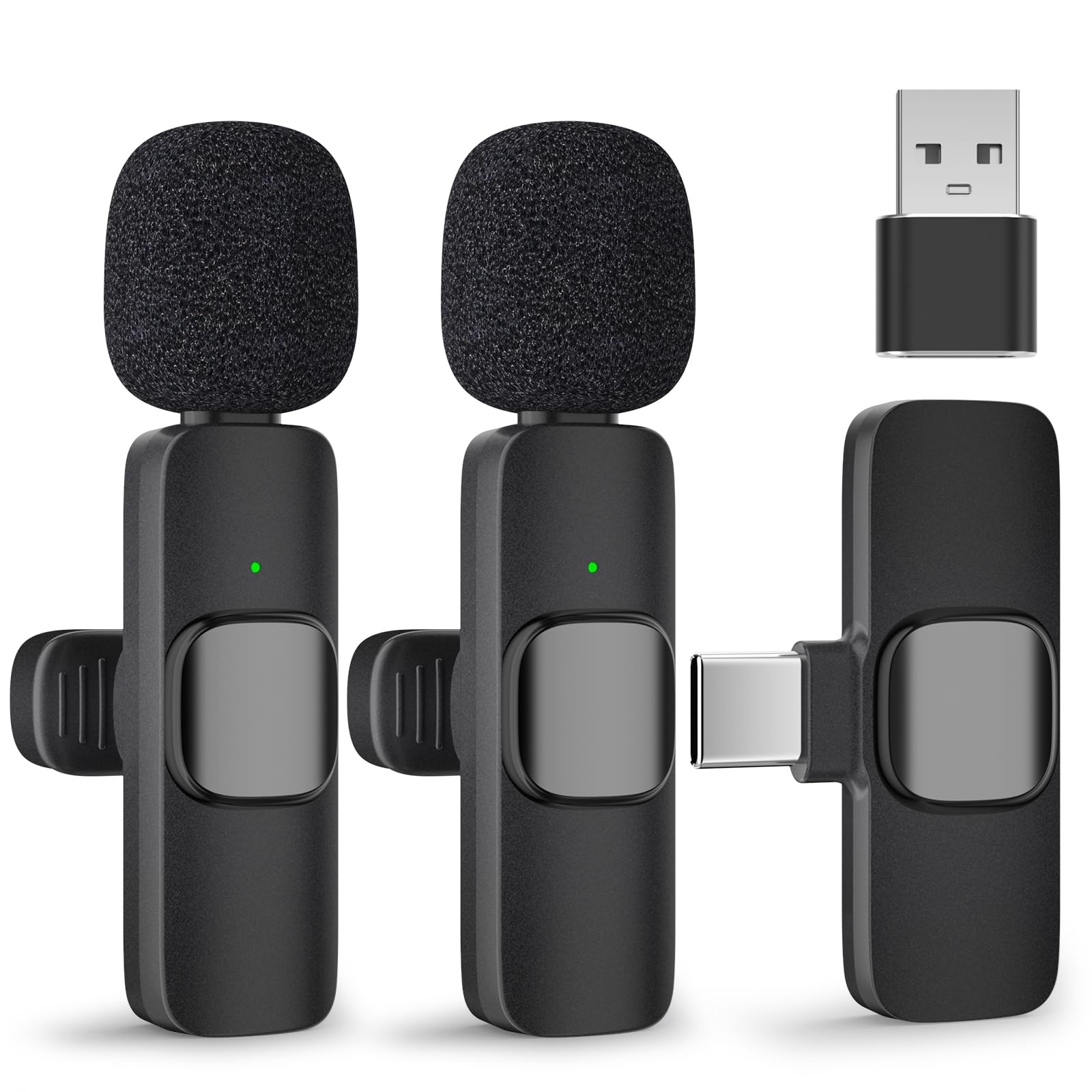 KMAG Mini Wireless Lavalier Microphones for iPhone 15 Android Phone Laptop Computer USB C Small Wireless Microphone for Video Recording Vlogging TikTok YouTube with an Extra USB Adapter