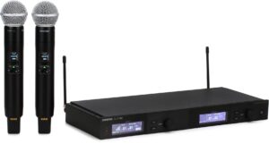 shure dual channel wireless microphone system with 2 sm58 handheld mics, slxd24d/sm58-g58