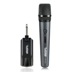 the platinum wireless microphone, uhf handheld dynamic multipurpose microphone with volume control and rechargeable receiver, karaoke mic for speaker, party, church, meeting, wedding