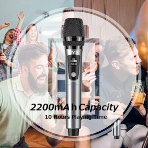 JYX Wireless Microphone, Professional UHF Metal Handheld Dynamic Mic System with Rechargeable Receiver 1/4''(6.35mm) Plug, for Amplifier, PA System, Karaoke Singing, Wedding, Party, Speech, Church