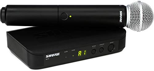 Shure BLX24/SM58 UHF Wireless Microphone System - Perfect for Church, Karaoke, Vocals - 14-Hour Battery Life, 300 ft Range | Includes SM58 Handheld Vocal Mic, Single Channel Receiver | H11 Band