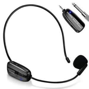 XIAOKOA 2.4G Wireless Microphone Headset, 50m Stable Transmission, Dual Micro USB Charging, Compatible with PA Systems