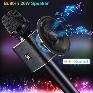 BONAOK Karaoke Microphone, Portable Wireless Bluetooth Karaoke Mic for Adults&Kids Car Home Outdoor Party, Karaoke Machine for PC/All Smartphone G50 Black