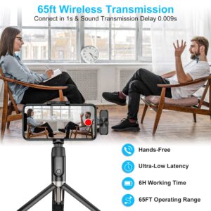 Dual Wireless Microphone for iPhone iPad, Professional Wireless Lavalier Microphone for Video Recording, Clip On Lapel Mic for YouTube/Interview/Vlog/Presentation/Facebook Live