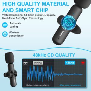 Dual Wireless Microphone for iPhone iPad, Professional Wireless Lavalier Microphone for Video Recording, Clip On Lapel Mic for YouTube/Interview/Vlog/Presentation/Facebook Live