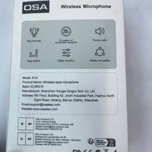 OSA Wireless Lavalier Microphone, wireless Microphone for iPhone, Android Phone, Camera, Clip-on Plug & Play Auto-sync and Noise Reduction for Video Recording, Interview