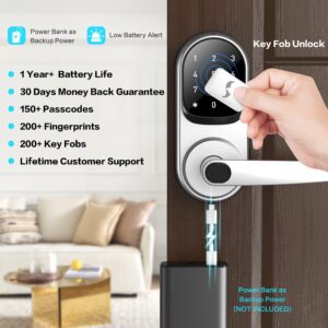 Sifely Smart Lock, Keyless Entry Door Lock, Smart Door Lock, Door Lock with Keypad, Smart Lock Front Door, Fingerprint Door Lock, Smart Lock with Handle, Digital Door Lock, Keypad Door Lock (Silver)