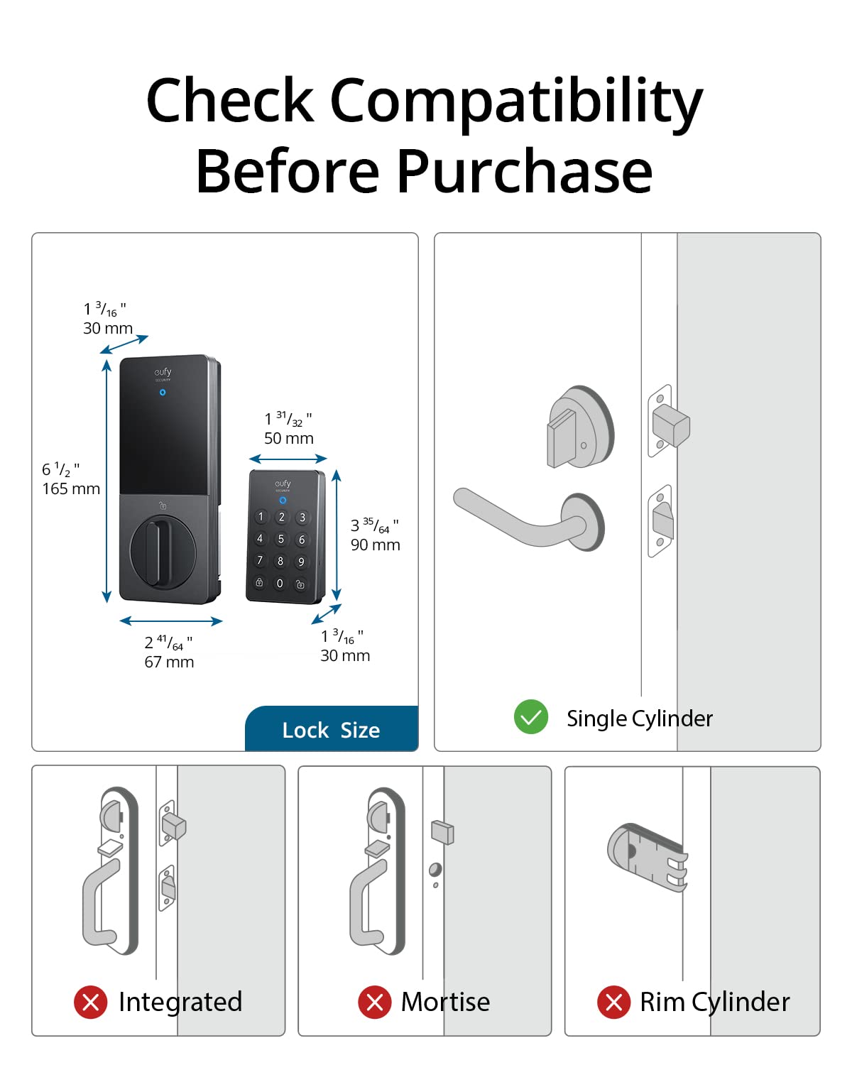 eufy Security Retrofit Smart Lock E110+Wireless Keypad, Keyless Entry Door Lock Replacement, Built-in Wi-Fi, Remote Control, in-App History and Scheduled Access, Fits Your Existing Deadbolt, IP65