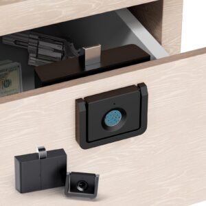 LLtronation Handle-Style Fingerprint Cabinet Lock, Smart Biometric, Matte Black, Waterproof