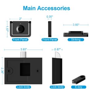 LLtronation Handle-Style Fingerprint Cabinet Lock, Smart Biometric, Matte Black, Waterproof