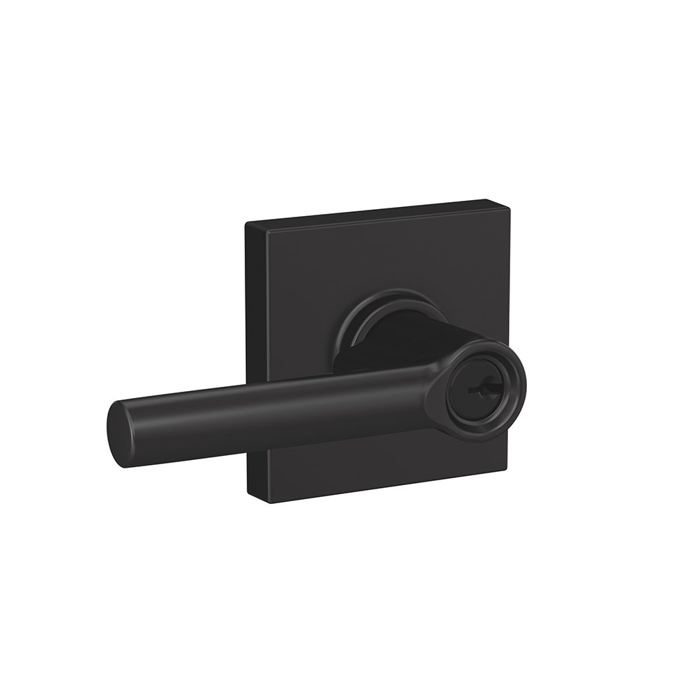 SCHLAGE F51A BRW 622 COL Broadway Lever with Collins Trim Keyed Entry Lock, Matte Black