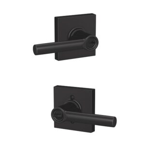 SCHLAGE F51A BRW 622 COL Broadway Lever with Collins Trim Keyed Entry Lock, Matte Black