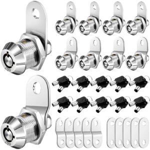 10 sets rv storage locks 5/8 inch tubular cam lock rv cabinet lock set cylinder replacement lock hardware storage door files drawers mailbox, chrome finish zinc alloy