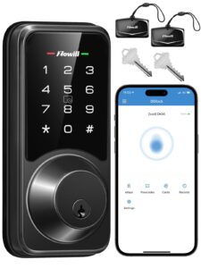 zowill smart lock - keyless entry door lock with app control, touchscreen keypad electronic digital lock, auto-lock, easy installation, smart deadbolt lock for front door - matte black