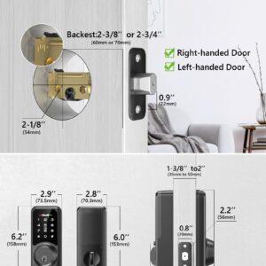 Zowill Smart Lock - Keyless Entry Door Lock with APP Control, Touchscreen Keypad Electronic Digital Lock, Auto-Lock, Easy Installation, Smart Deadbolt Lock for Front Door - Matte Black