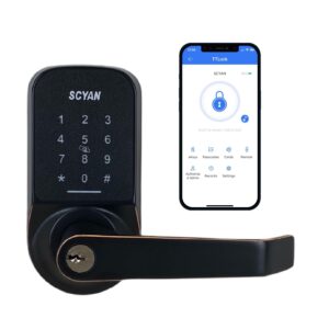 Smart Door Lock, Keyless Entry Door Lock, SCYAN X4 Handle Lock with Touchscreen Keypad Access, Auto Locking, for Home, Airbnb, Rental House (Oil-Rubbed Bronze)