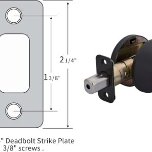 Round Corner Deadbolt Strike Plate 1" x 2-1/4" with 12 Screws 1-3/8" - 6 Pack (Matte Black)