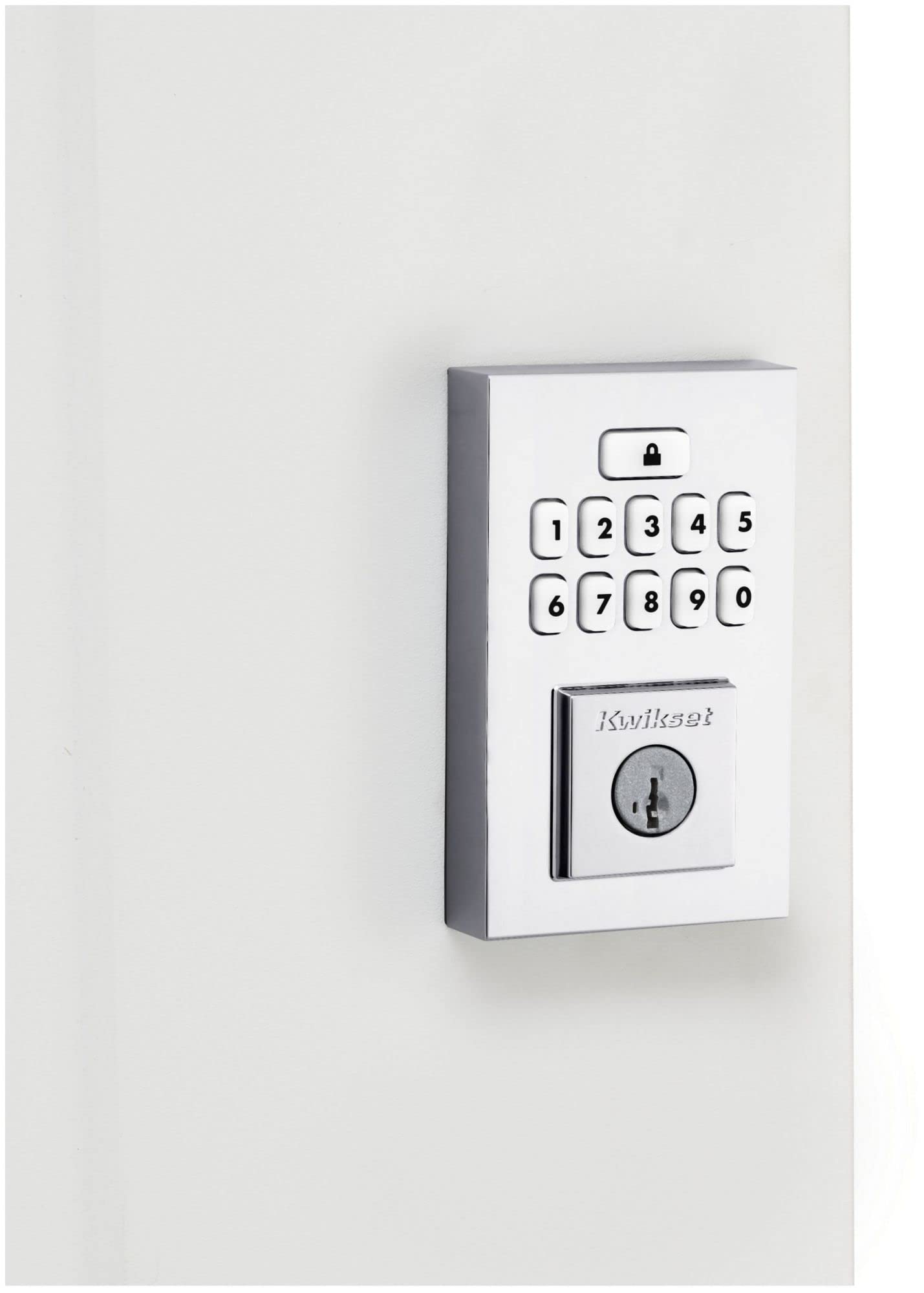 Kwikset 9260CNT-26S Contemporary SmartCode Keypad Electronic Deadbolt SmartKey Bright Chrome Finish