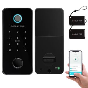 Smart Lock, eagletop 6-in-1 Keyless Entry Door Lock for Front Door, Electronic Door Lock with Biometric Fingerprint, App, IC Cards, Auto Lock, Finger Print Lock on Door for Home, Apartment (black)