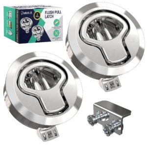 latch.it rv flush latch lock | 2 pack chrome flush slam latch | flush mount latch | 100% metal boat latch | heavy duty rv boat lid lock | fits lock holes w/diameter of 2” & door thickness up to 0.5”!