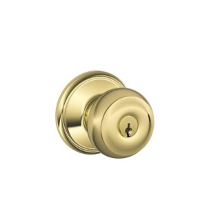 schlage f51a geo 605 georgian knob keyed entry lock, bright brass
