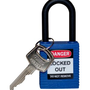 Brady 123325 Blue Nylon Shackle Safety Padlock, Blue 1-3/4" Height x 1-1/2" Width